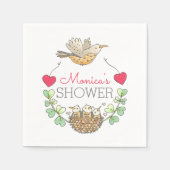 Mama Bird Flying with Hearts Baby shower Servet (Voorkant)
