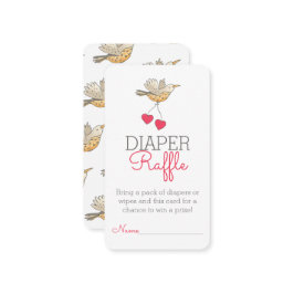Mama Bird Flying with Hearts Diaper Raffle Informatiekaartje