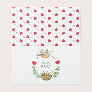 Mama Bird Hearts Baby shower Advice Notes Kaart
