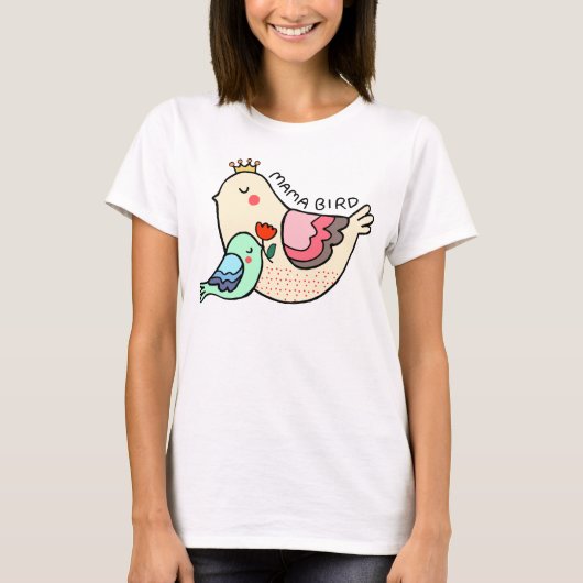 Mama Bird Schattigee Bird Art Moederdag cadeau Gra T-shirt (Voorkant)