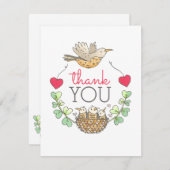 Mama Bird vliegt over Nest met hart Dank je Bedankkaart (Voorkant / Achterkant)