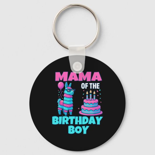 Mama Birthday Boy Llama Pinata Party Family Mathin Sleutelhanger (Voorkant)