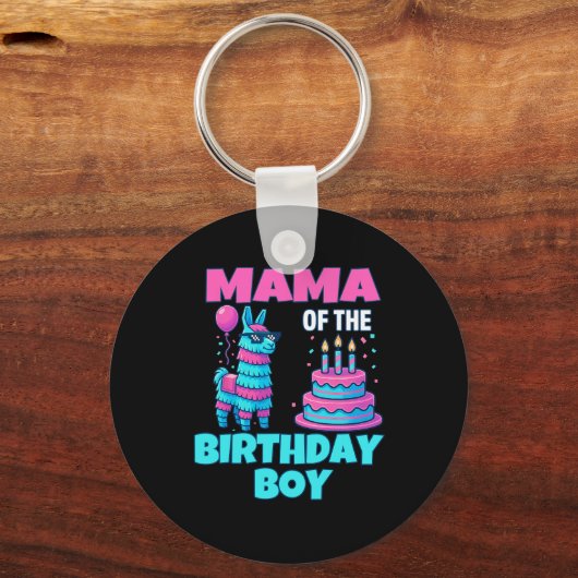 Mama Birthday Boy Llama Pinata Party Family Mathin Sleutelhanger (Voorkant)