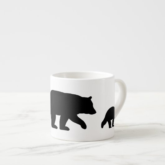 Mama Black Beer met Cubs Silhouettes | Wilde diere Espresso Kop (Voorkant rechts)