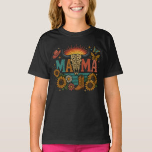 Mama Bloem Borduurwerk Ontwerp Cowgirl Boho Mom T-shirt