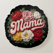 Mama Bloem Geborduurd Kussen – “ilama” Vintage