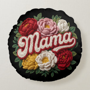 Mama Bloem Geborduurd Kussen – “ilama” Vintage