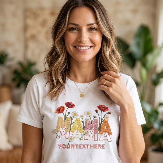 Mama Bloemen Moederdag Aangepaste Naam Klaproos & Tri-Blend Shirt