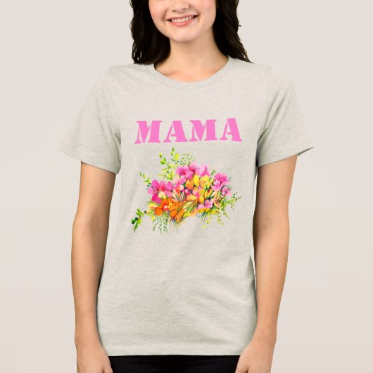 MAMA bloemen Tri-Blend Shirt (Voorkant)