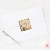 mama bloemen vierkante sticker (Envelop)