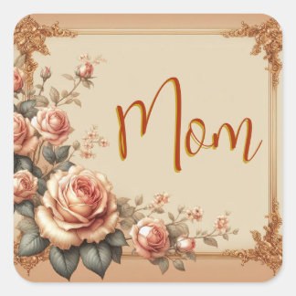 mama bloemen vierkante sticker