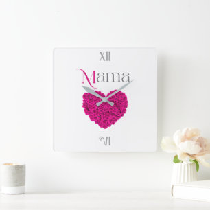 Mama Bloemige Mooi Moederdag, Verjaardagscadeau Vierkante Klok