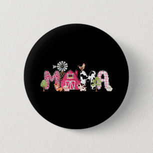 Mama Boerderij Animal Verjaardag 1e Familie Matchi Ronde Button 5,7 Cm