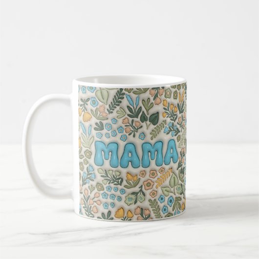 Mama Boho Pastelgroene Bloem 3D Patroon Koffiemok (Links)