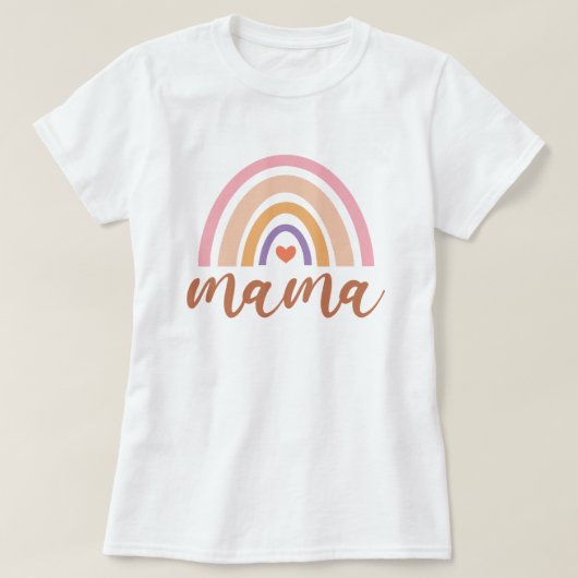 Mama Boho Regenboog en hart Moederdag T-shirt (Design voorkant)