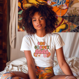 Mama Boho Regenboog Verbrande Sinaasappel Bloemen  T-shirt