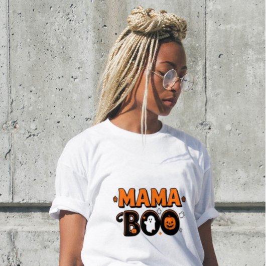 Mama Boo Orange Black Halloween Family Matching Tri-Blend Shirt