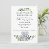 Mama Boy Baby Elephant Foliage Pastel Blue Shower Kaart (Staand voorkant)