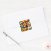 Mama brengt de hitte vierkante sticker (Envelop)