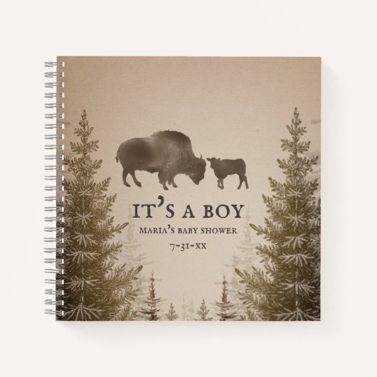 Mama Buffalo Evergreen Boy Baby shower Notitieboek (Voorkant)
