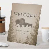 Mama Buffalo Evergreen Boy Baby shower Reclamebord Met Voetstuk (Insitu)