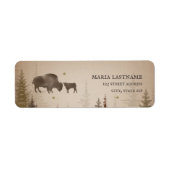 Mama Buffalo Trees Rustic Baby shower Etiket (Voorkant)