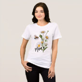 Mama bumble bee witte madeliefje bloem Tri-Blend shirt (Voorkant volledig)