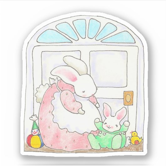 Mama Bunny en Baby Sticker (Voorkant)