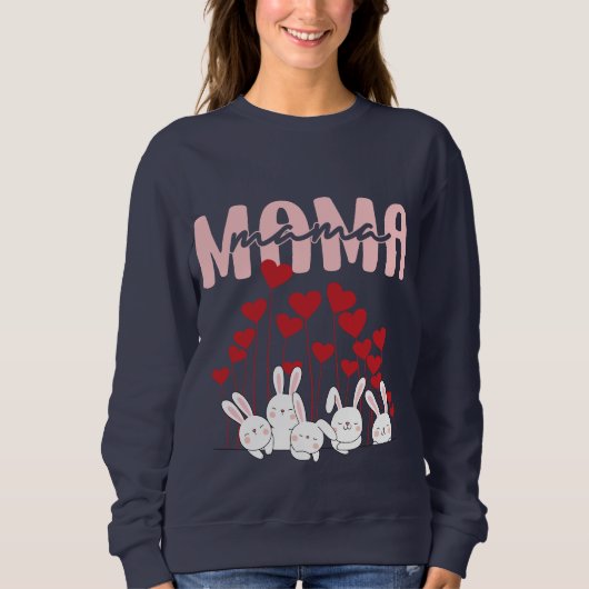 Mama Bunny Heart Sweatshirt – Schattigee Moederdag (Voorkant)