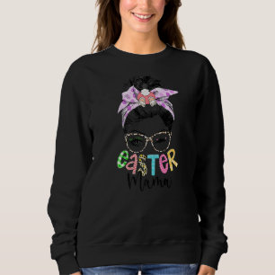 Mama Bunny Momlife Messy Bun Sunbril Paasdag Trui