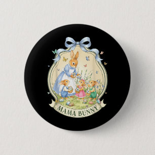 Mama Bunny Vintage voor Kinderen Meisje Vrouwen Mo Ronde Button 5,7 Cm