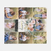 mama cadeau 8 foto roze girly aquarel bloemig fleece deken (Voorkant (Horizontaal))