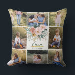 mama cadeau 8 foto roze girly mooi bloemen kussen<br><div class="desc">Mum Gift 8 Foto Eenvoudig Modern Script Typografie Kussen Gift Plum paarse girly Design.</div>