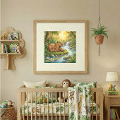 Mama Capybara and Babies Nursery Poster