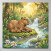 Mama Capybara en Baby's Slaapkamer Poster (Voorkant)