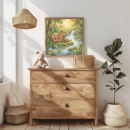Mama Capybara en Baby's Slaapkamer Poster