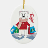 Mama Cartoon Polar Beer kerstversiering Keramisch Ornament (Voorkant)