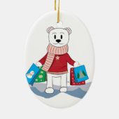 Mama Cartoon Polar Beer kerstversiering Keramisch Ornament (Achterkant)