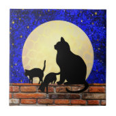 Mama Cat en Kittens Ceramic Tile Tegeltje (Voorkant)