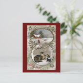 Mama Cat en Kittens Nieuwjaar Feestdagenkaart (Staand voorkant)