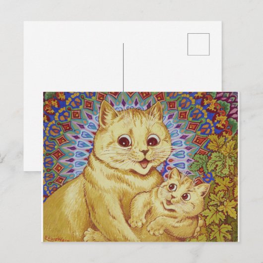 Mama Cat & Kitten (Louis Wain) Briefkaart (Voorkant / Achterkant)