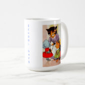 Mama Cat, Kittens die klaar zijn voor school vinta Koffiemok (Voorkant rechts)