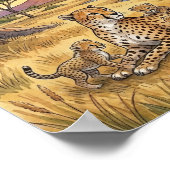 Mama Cheetah en Welpen Nursery Poster (Hoek)