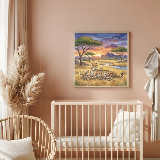 Mama Cheetah en Welpen Nursery Poster