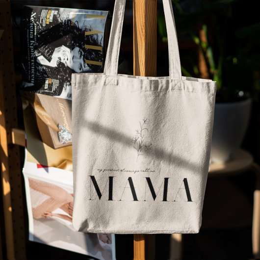 Mama | Chic Boho Lettering & Bloemmotief Tote Bag