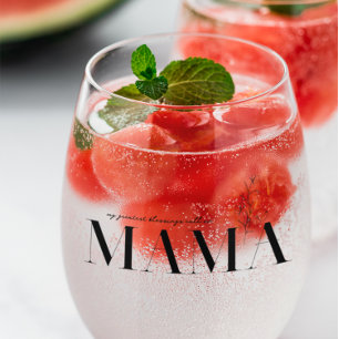 Mama Chic Boho Lettering & Bloemmotief Wijnglas Zonder Voet