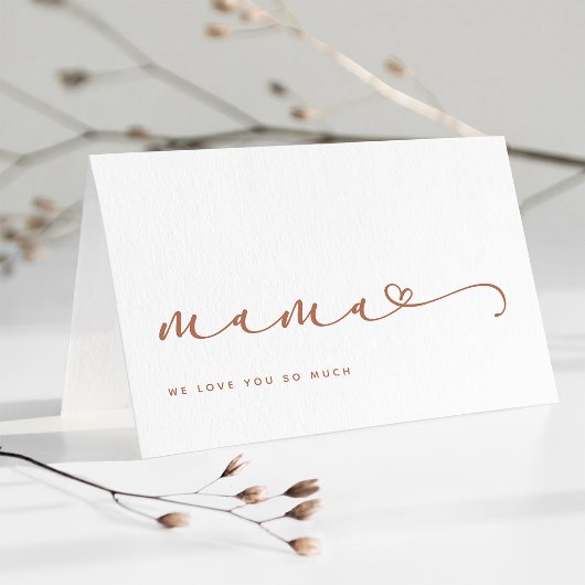 Mama | Chic Boho Script en hart met foto Kaart