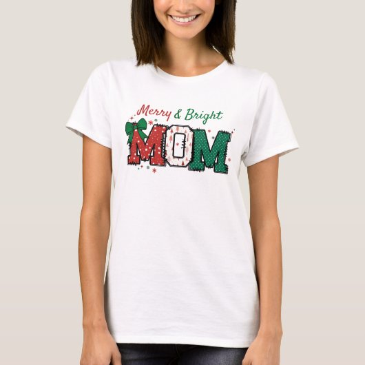 Mama Christmas shirt Vrolijk en licht T-shirt (Voorkant)