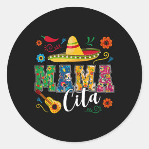 Mama Cita Cinco De Mayo Mexicaanse Hoed Gitaar Ca Ronde Sticker