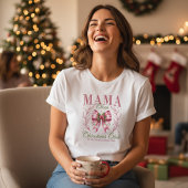 Mama Claus Christmas Club Pink Coquette Bow Tri-Blend Shirt